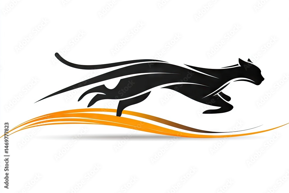 Fototapeta premium Stylized depiction of a swift, running feline silhouette.