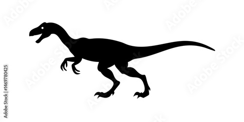 Velociraptor silhouette icon sign, Raptor dinosaurs symbol design, Isolated on white background, Vector illustration.A solid black image, perfect for a variety of uses.