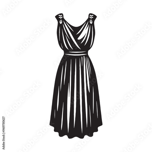 Flowing Roman stola dress silhouette – Roman stola dress vector – Roman stola dress illustration – ladies dress silhouette – silhouette of Roman stola dress

