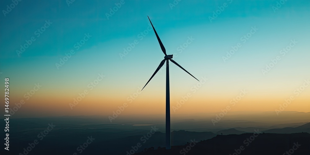 Obraz premium Wind Power Technology: Silhouette Turbine and Open Sky