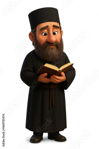 Greek Orthodox monk with a Bible.