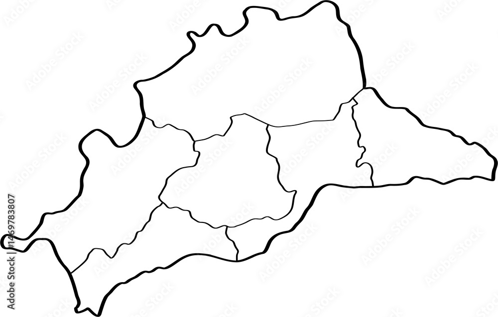 freehand drawing of Malaga city map.