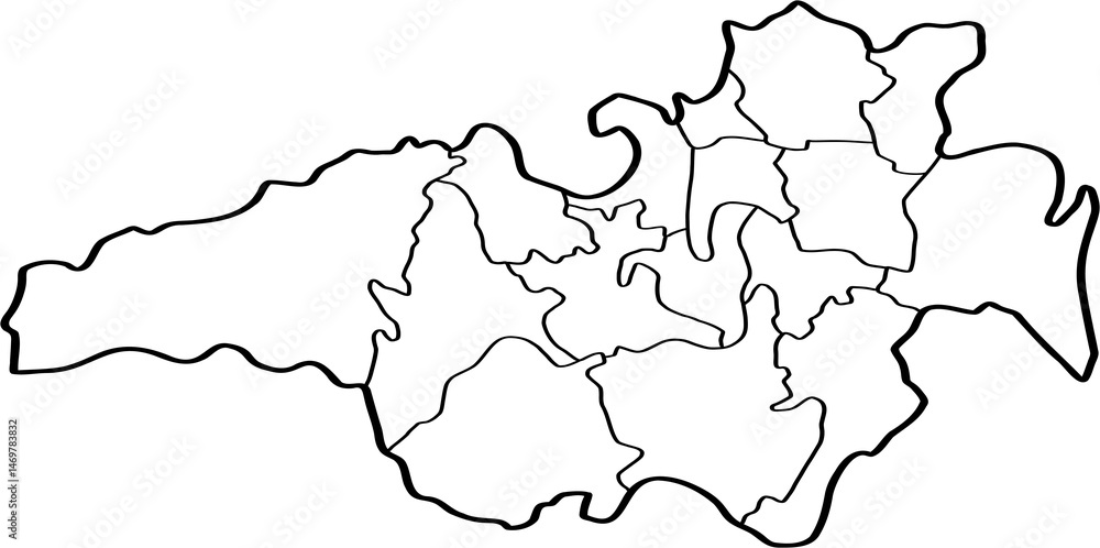 freehand drawing of San Sebastian city map.