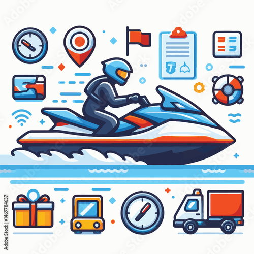 water, sport, summer, boat, sea, ocean, activity, jet, speed, wave, fun, recreation, vacation, travel, fast, ski, outdoor, holiday, beach, scooter, blue, lifestyle, leisure, jetski, extreme, transport