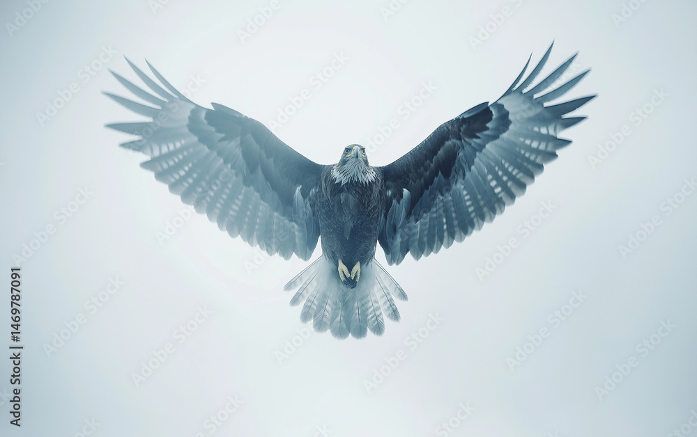 Fototapeta premium A flying eagle with wings spread