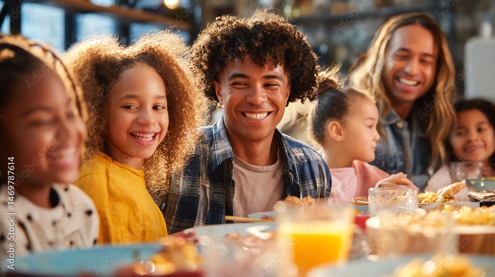 Joyful family gathering with delicious food. Joyful family gathering with delicious food.
