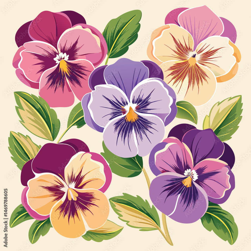Obraz premium Vibrant Pansies A Colorful Floral Arrangement