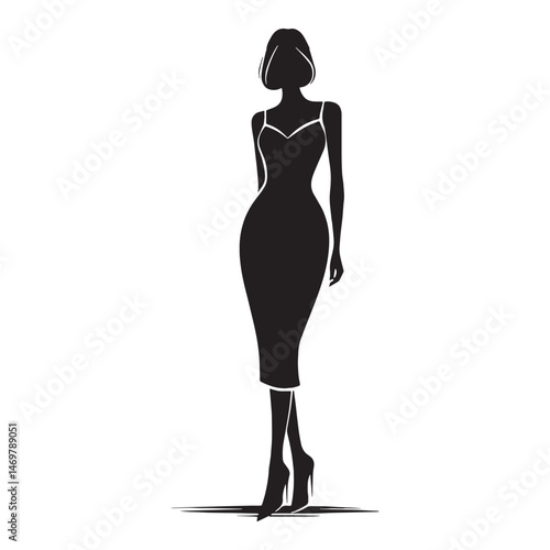 Tailored sheath dress silhouette – sheath dress vector – sheath dress illustration – ladies dress silhouette – silhouette of sheath dress

