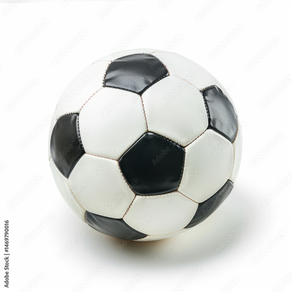 Obraz premium Classic black and white soccer ball isolated on white background, ready for a game or graphic design