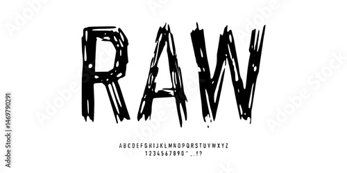 raw brush stroke handwritten alphabet vector din condensed font design