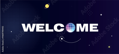 Welcome. Greeting card, illustration, banner.