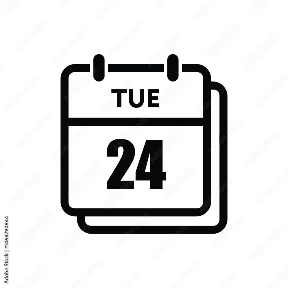 calender icon, 24 tuesday icon with white background calender icon, 24 tuesday icon with white background