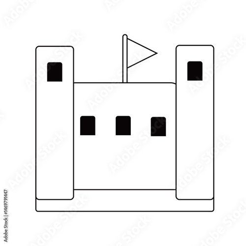 砂のお城　アイコン　モノクロ