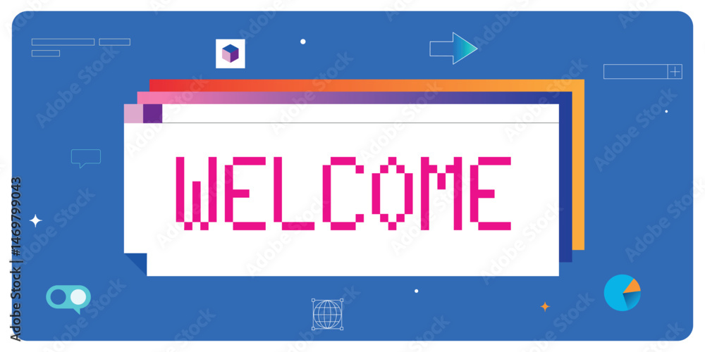 Obraz premium Welcome. Greeting card, illustration, banner.