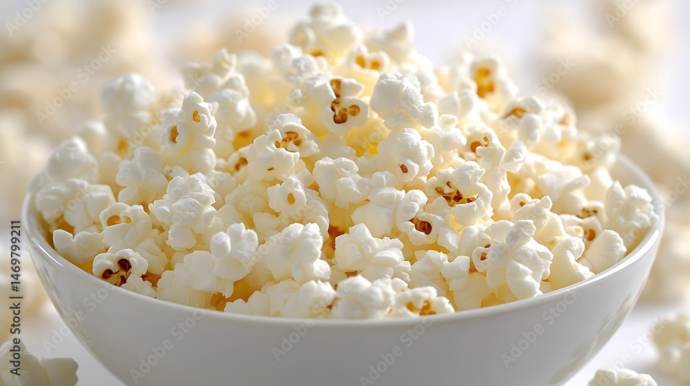 Close-up view of a bowl full of white popcorn kernels. Close-up view of a bowl full of white popcorn kernels.