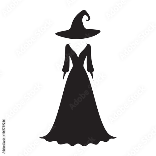Gothic witchy maxi silhouette – witchy dress silhouette – witchy dress vector – witchy dress illustration – ladies dress silhouette – silhouette of witchy maxi

