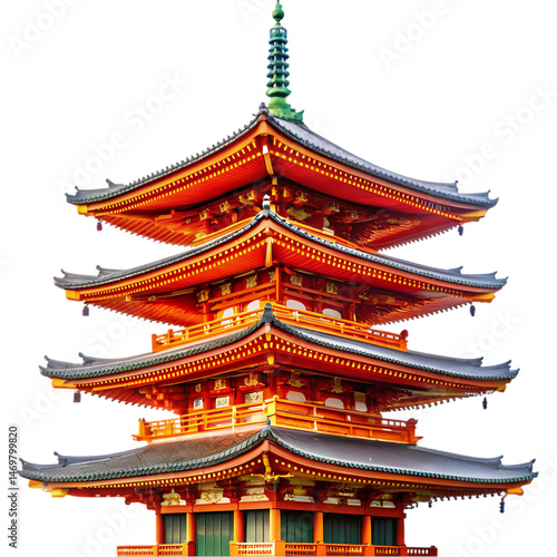 Discover the Stunning Architecture of Tokyos FiveStory Pagoda on Transparent background