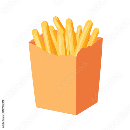 French fries in a box with no background 