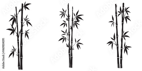 set of a bamboo silhouette vector design, bamboo tree branches icon vector illustration