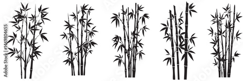 set of a bamboo silhouette vector design, bamboo tree branches icon vector illustration