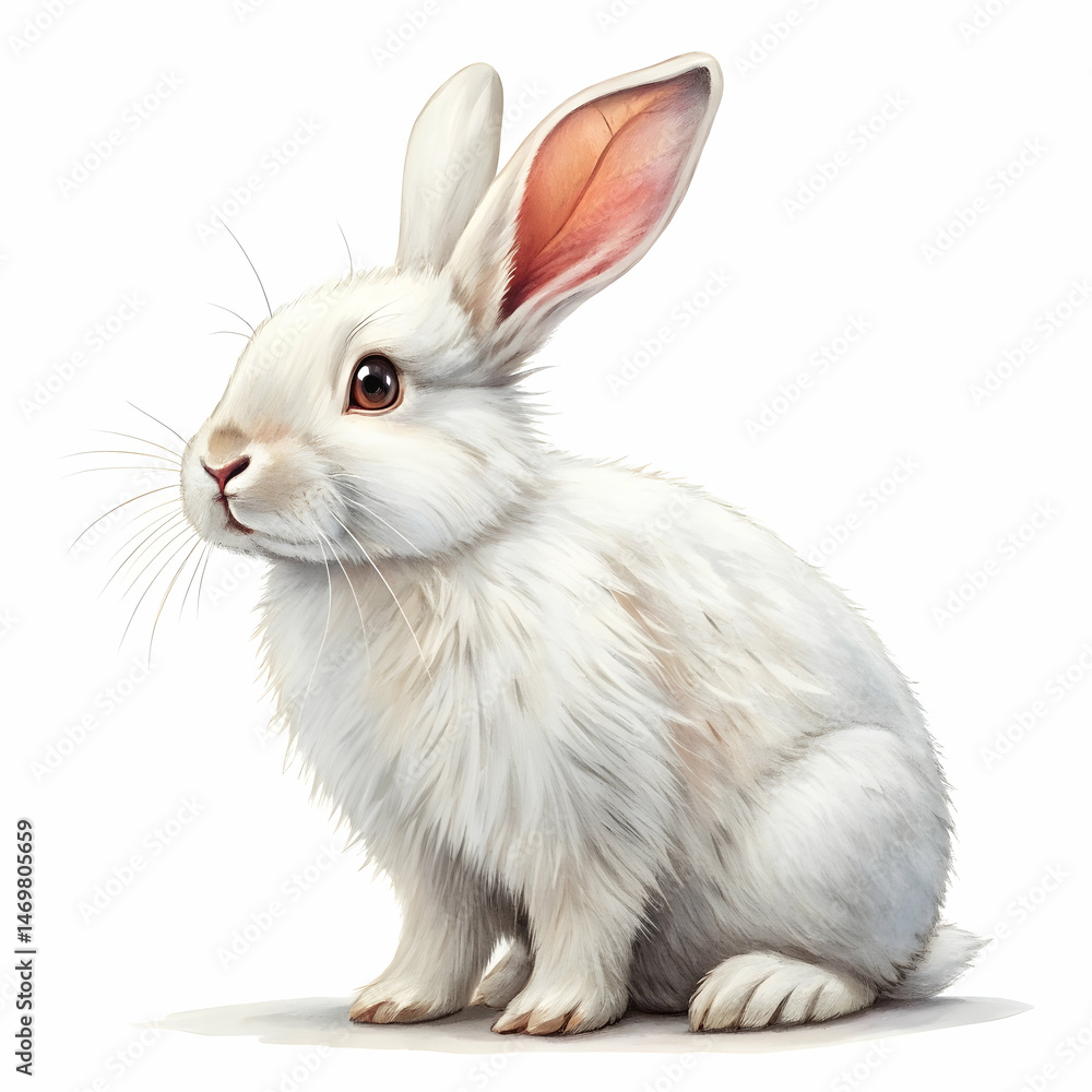 Fototapeta premium Adorable White Rabbit: High-Resolution Image