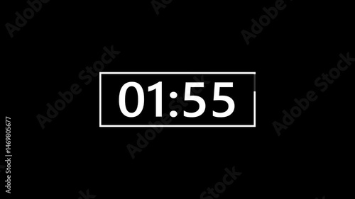 2 minute timer countdown animation, countdown timer one minute animation from 120 to 0 countdown Two minute countdown timer animation on transparent background with alpha channel.