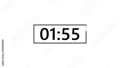 2 minute timer countdown animation, countdown timer one minute animation from 120 to 0 countdown Two minute countdown timer animation on transparent background with alpha channel.