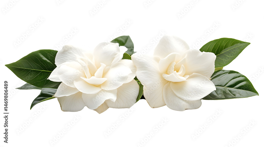 Fototapeta premium Beautiful Gardenia Flower Isolated on Transparent Background for Isolation and Professional Use