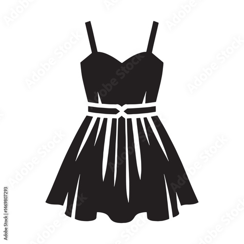 Stylish sleeveless sundress silhouette with narrow waist profile – sundress silhouette – sundress vector – sundress illustration – ladies dress silhouette – silhouette of sundress

