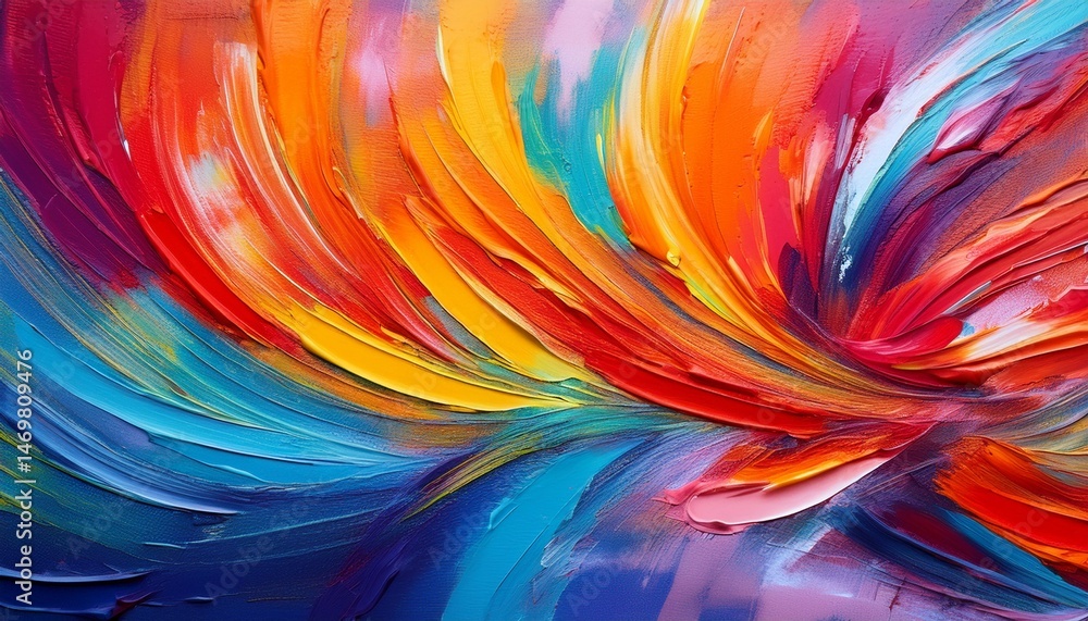Naklejka premium vivid abstract painting featuring intertwined colorful brush strokes on textured background