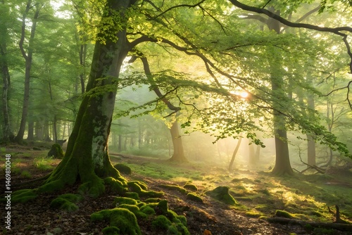 Wallpaper Mural sunshine in jungle forest with tall trees vertical view Torontodigital.ca