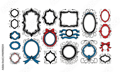 Modern vector illustration decorative hand-drawn frames in various shapes and styles, easily scalable and editable.