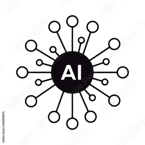 AI Network Concept. AI Technology Hub.
