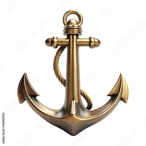 Antique Brass Anchor Image: Nautical Symbol, Maritime Icon, Vintage Anchor