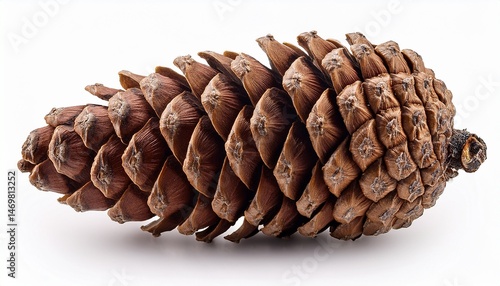 brown pine cone on white background with clipping pass