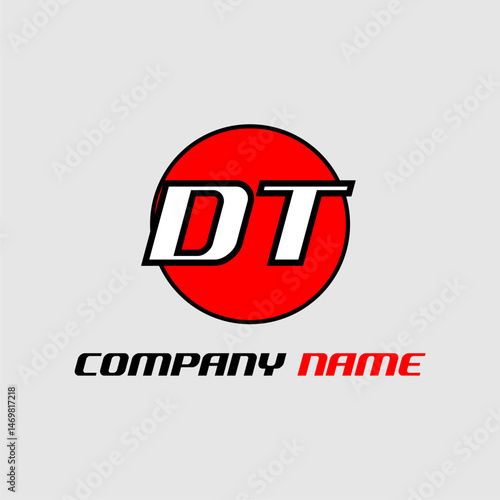 DT initial monogram logo with creative circle style design