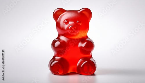 Wallpaper Mural realistic gummy bear candy red jelly sweet glossy transparent texture isolated on white background Torontodigital.ca