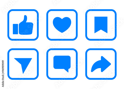 like,comment,share icons set isolated on transparent background