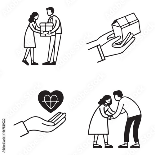 Charity icon set, Share, help care icon collection vector