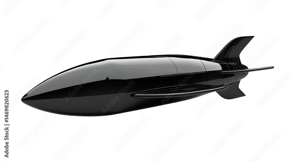 Fototapeta premium Sleek Black Spaceship Isolated on Transparent Background for Sci-Fi Designs