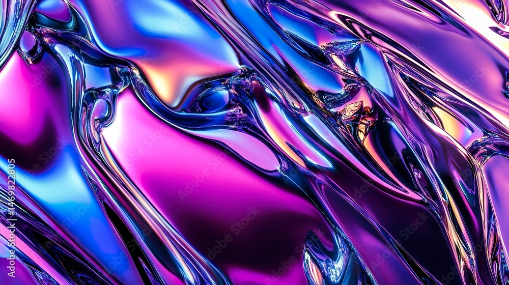 Fototapeta premium Pulsing neon elements with sharp metallic lines and reflective surfaces. Cool color palette, futuristic lighting, immersive abstract aesthetic. 
