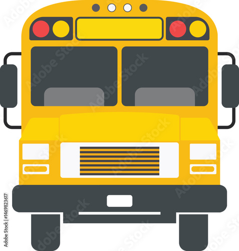 Flat vector illustration of a yellow school bus - isolated bus