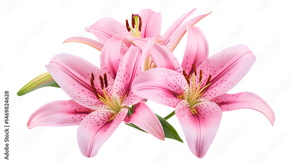 Naklejka premium Pink Lily Flower Bouquet Isolated on Transparent Background - Beautiful Floral Arrangement for Design