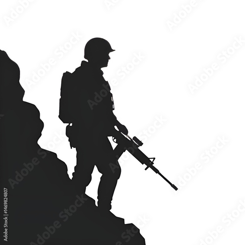 Soldier hand white flag Black And White Silhouette Illustration