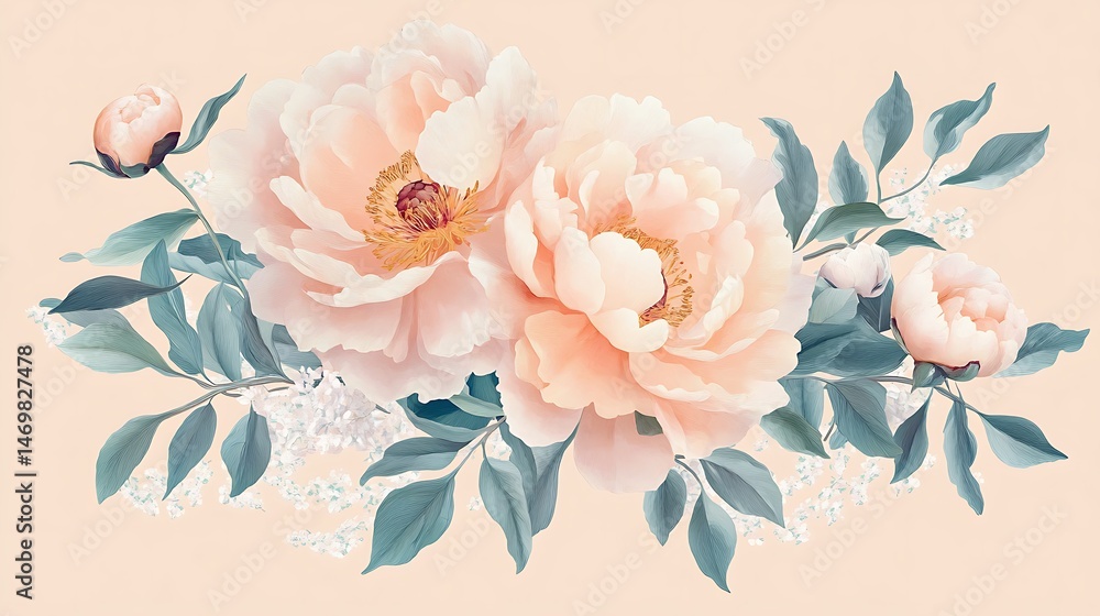 Peach Peonies Floral Arrangement. Peach Peonies Floral Arrangement.