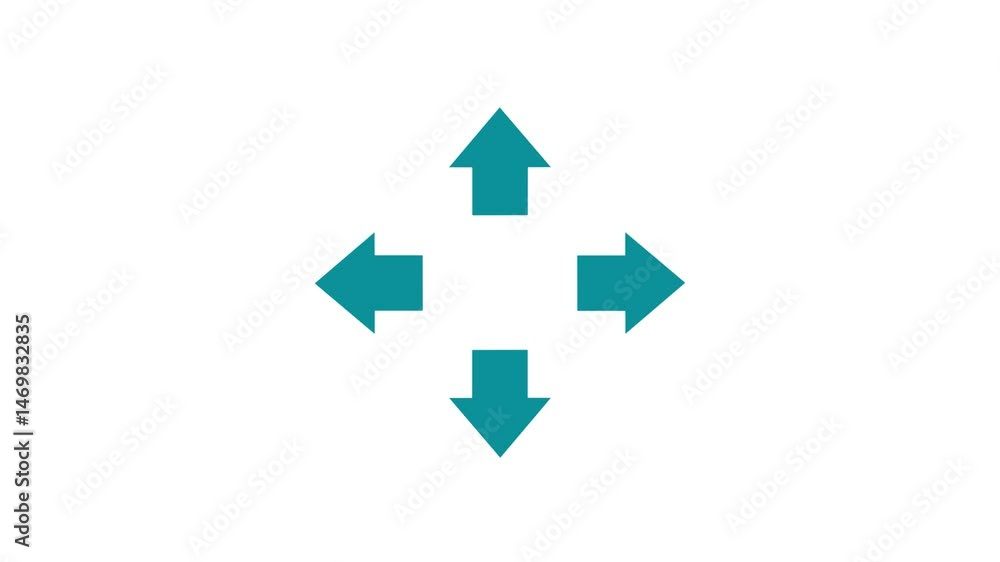 left right up down animated arrow symbol on white background. 4k video animation. left right up down animated arrow symbol on white background. 4k video animation.