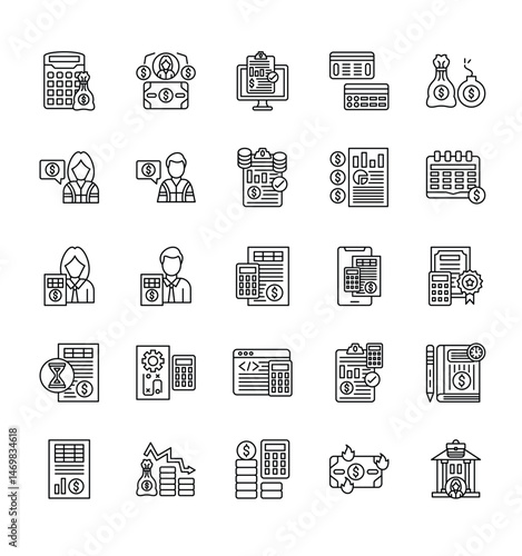 Finance icons array Accounting economics