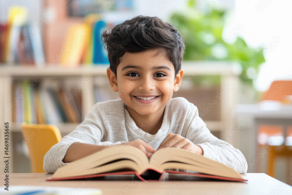 cute little boy reading book in the classroom cute little boy reading book in the classroom