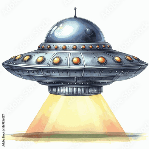 Skyward Wash UFO isolated watercolor vector illustration svg