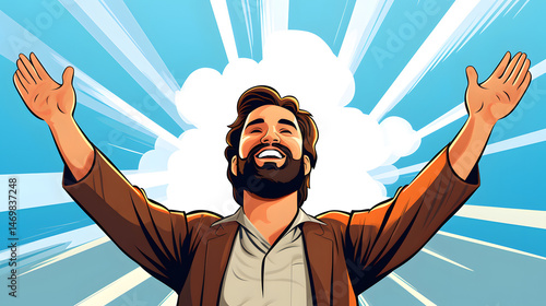 Christian Worship Stock Cartoon Vector Illustration for Sermons and Religious Publications